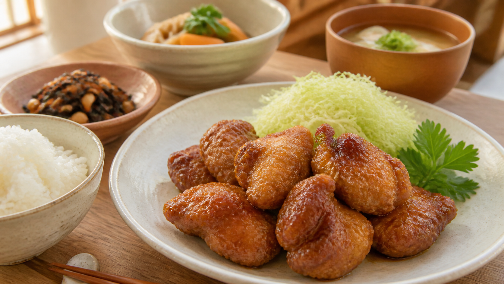 揚げない鶏もも肉の甘辛から揚げ風｜20分でカリッと主菜の完成写真