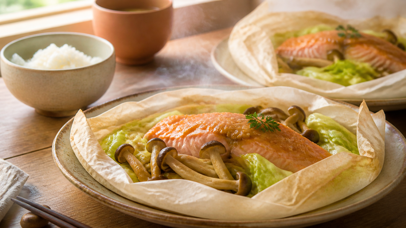 鮭の味噌蒸しとキャベツ副菜｜フライパン1つで同時に完成の完成写真