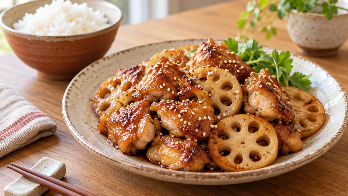 鶏もも肉とれんこんの甘酢炒め｜20分でごはんが進む主菜の完成写真