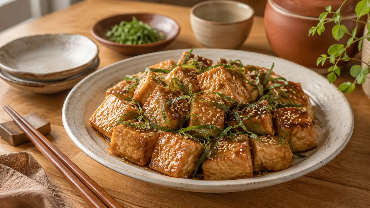 厚揚げの香ばし焼き｜大葉と味噌だれで大皿つまみの完成写真