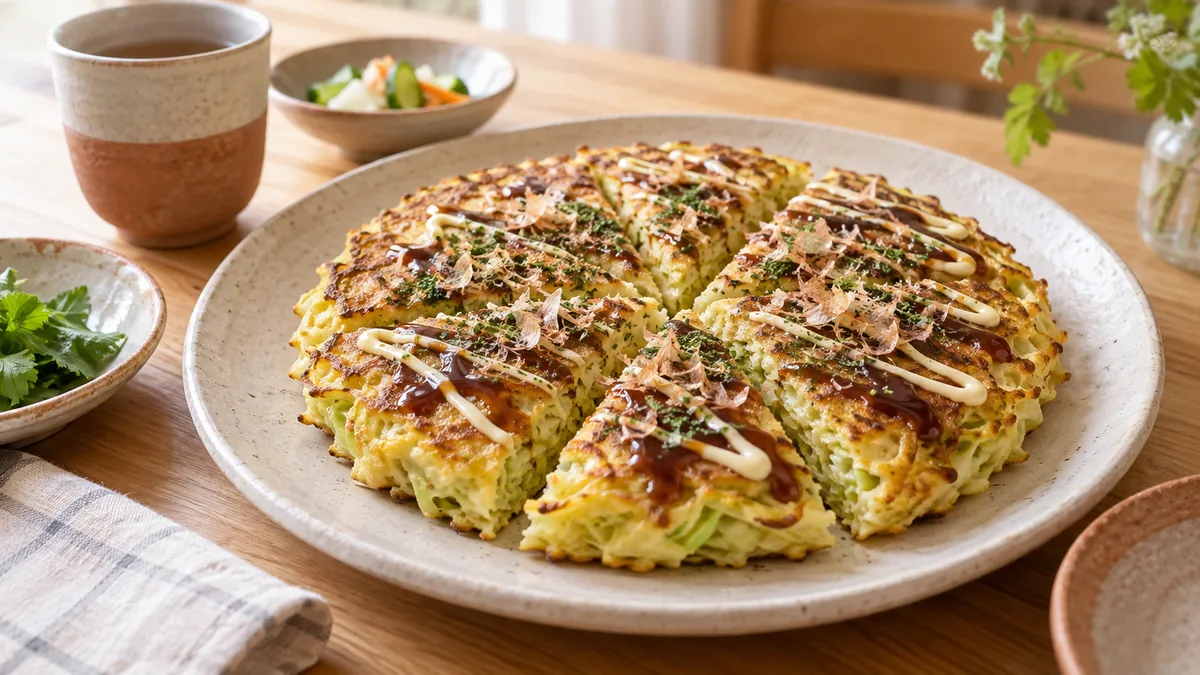 卵とキャベツだけでふわふわ｜15分のお好み焼き風の完成写真